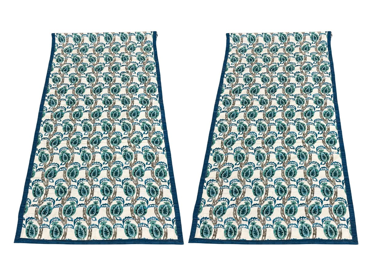 Malati Fabric by William Yeoward Roman Shades in Peacock, 45.5in x 85in, Pair