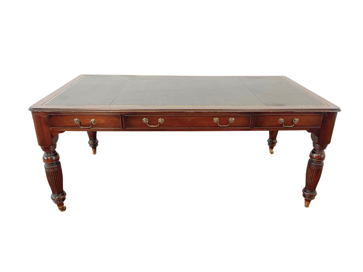 Antique William IV Style Mahogany Writing Table with Inset Leather Top