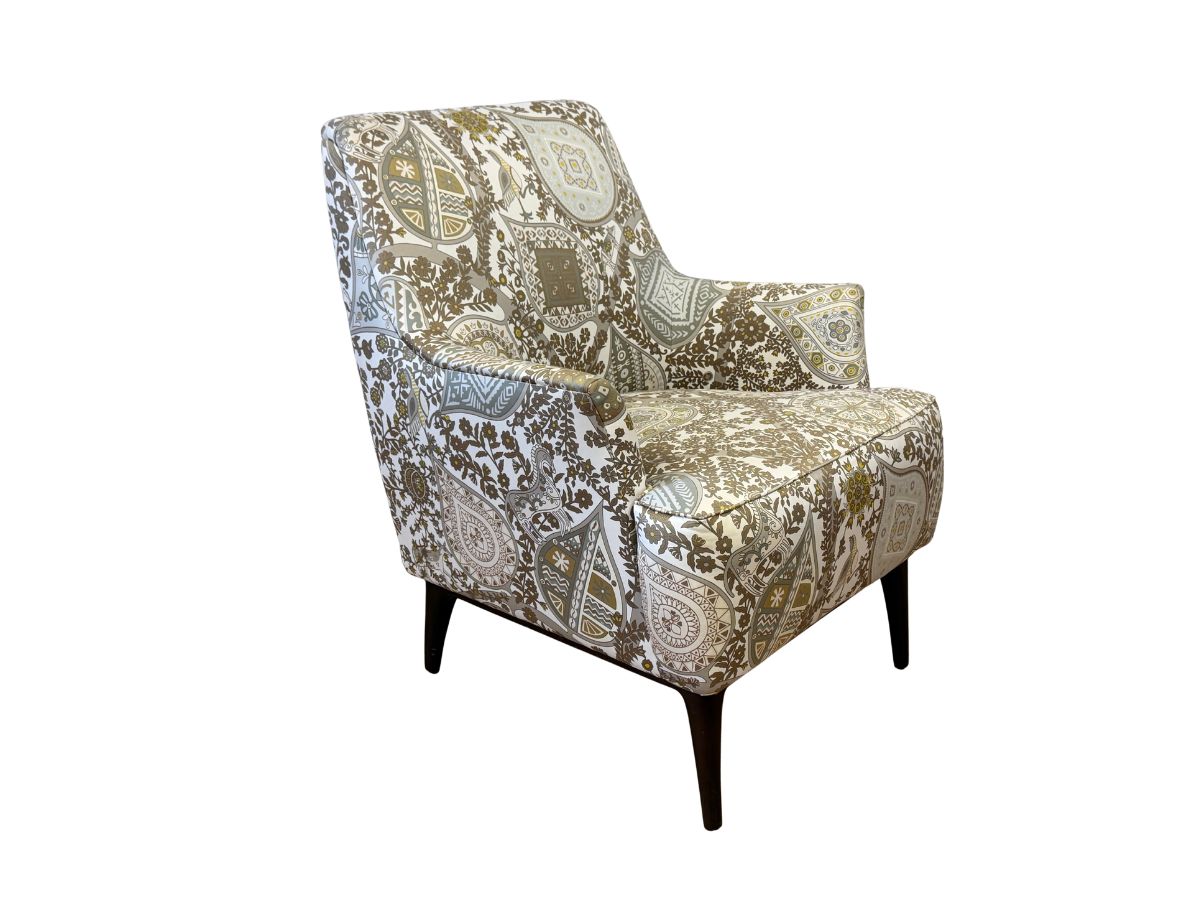 A. Rudin Club Chair in Arbre De Vie Cotton Sateen Hermes Fabric
