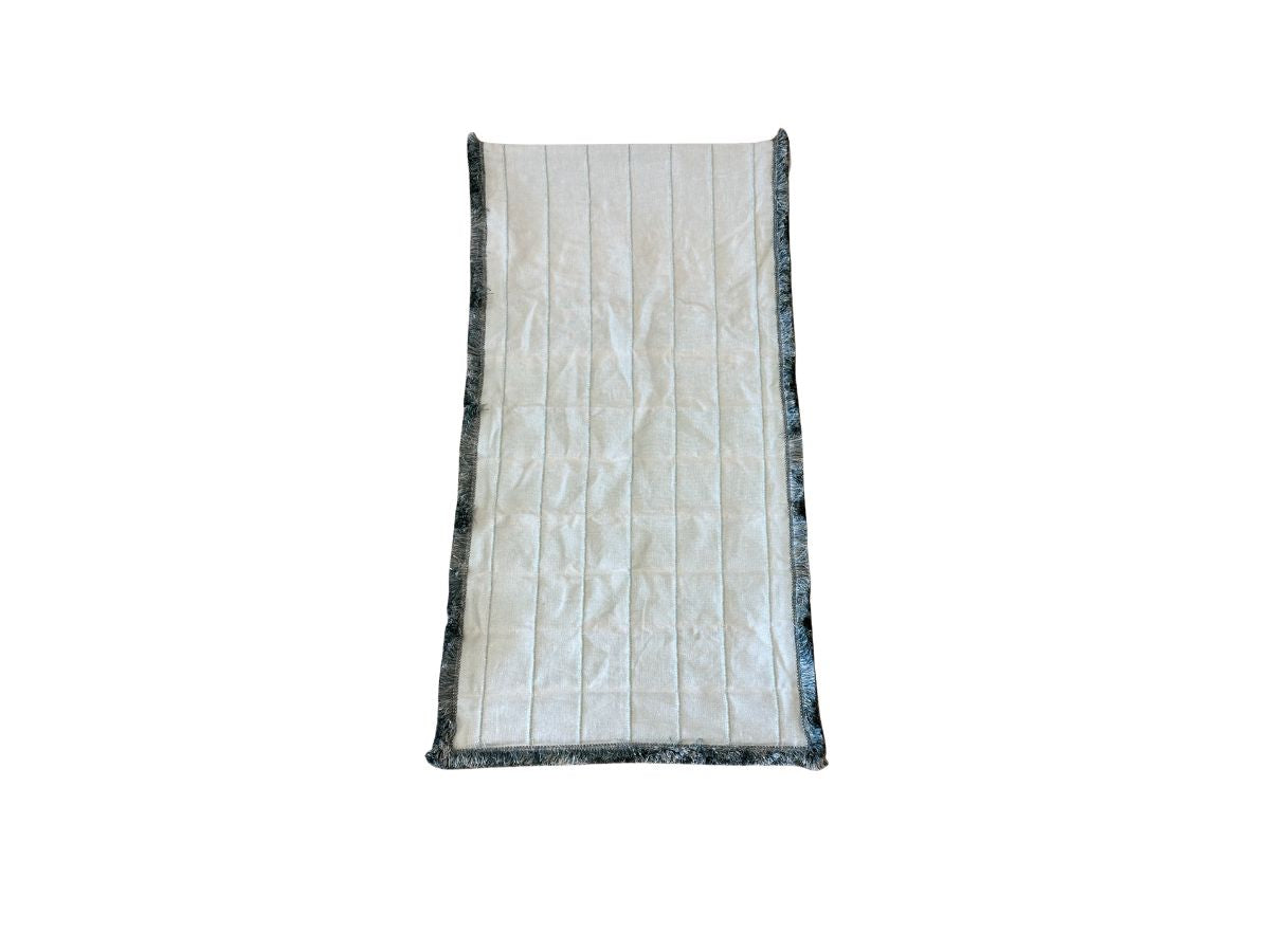 Aqua Fabric Roman Shade with Fringe