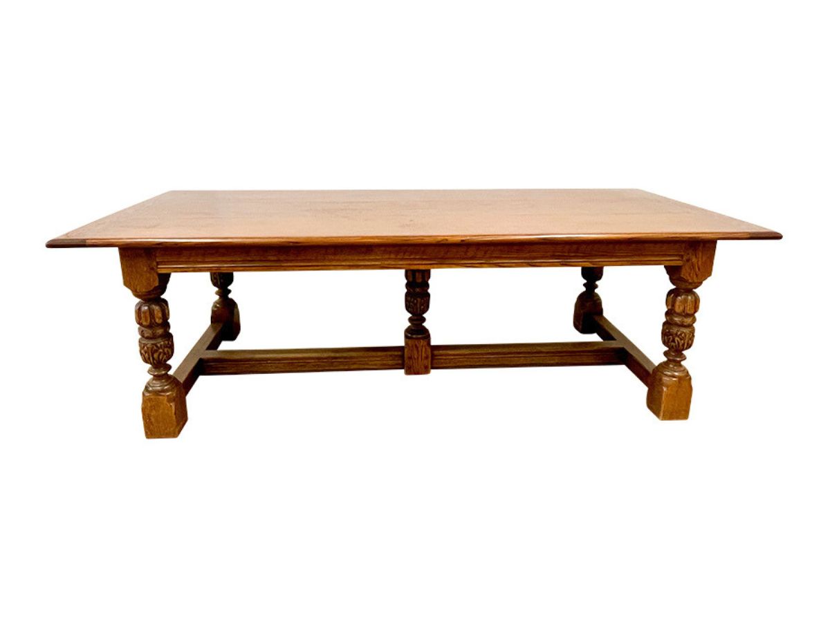 Antique Oak Refectory Table with Carved Legs