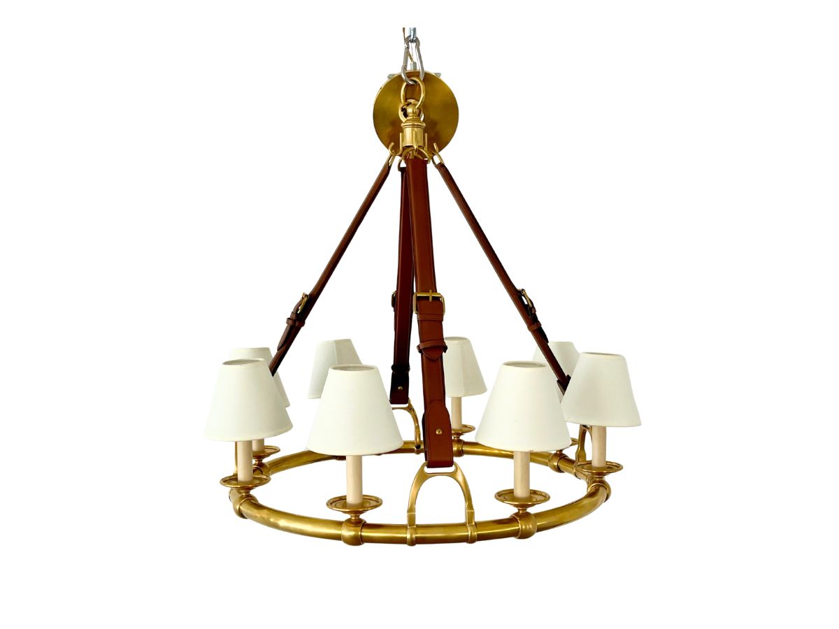 Ralph Lauren Brass and Saddle Westbury Chandelier