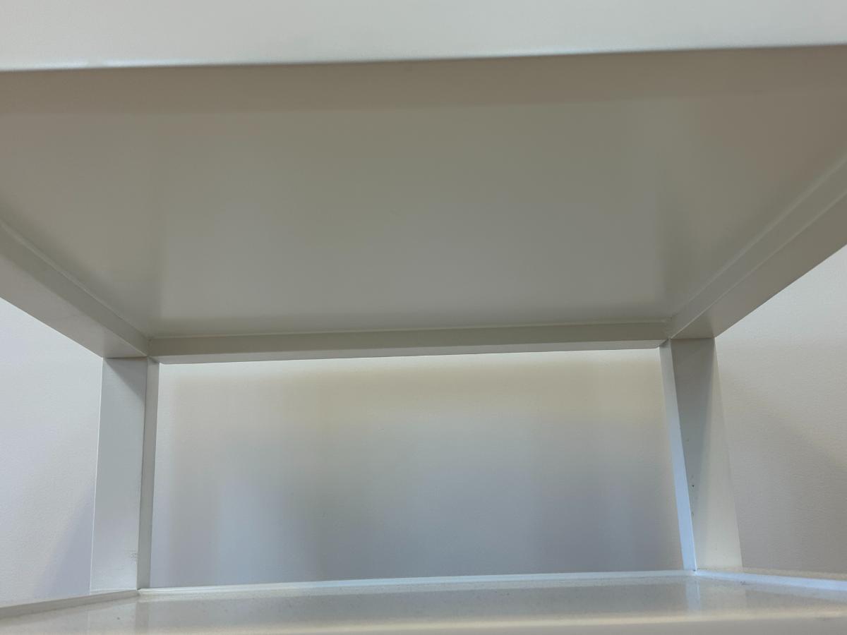 White Lacquer Shelf Side Table with Drawer