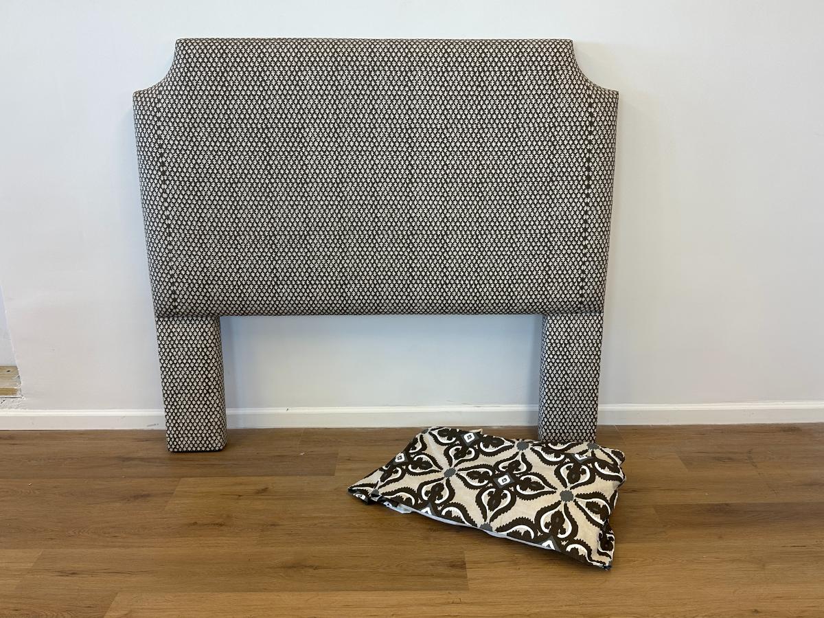 Sister Parish Burma Upholstered Queen Headboard & Coordinating Bedskirt