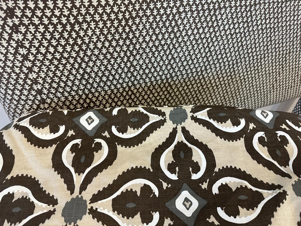 Sister Parish Burma Upholstered Queen Headboard & Coordinating Bedskirt