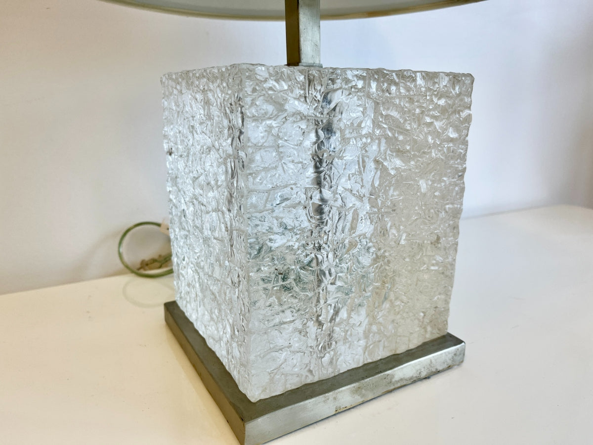 Square Carved Glass Table Lamp
