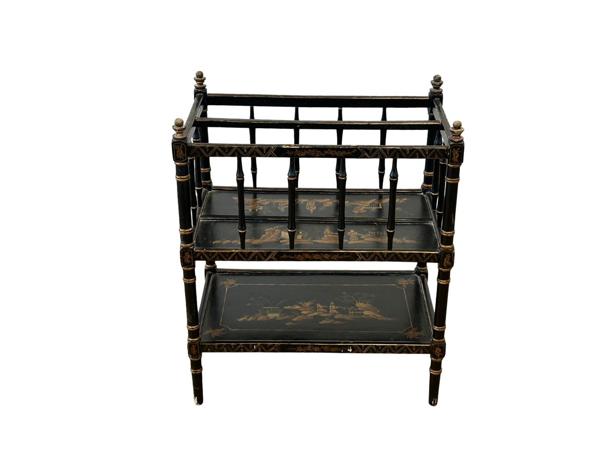 Black & Gold Chinoiserie Magazine Stand