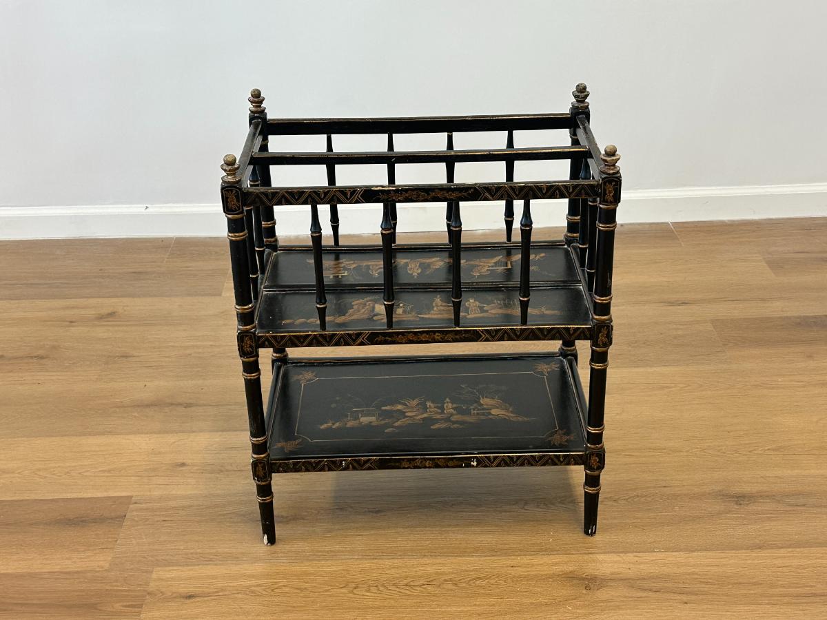Black & Gold Chinoiserie Magazine Stand