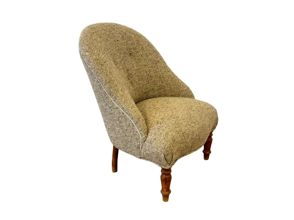 Vintage Tufted Back Tweed/Boucle Accent Chair