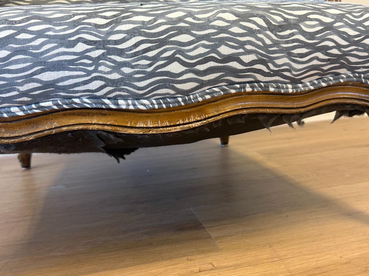 Antique Down Filled Louis XV Style Bergere in Rena Barsanti Fabric