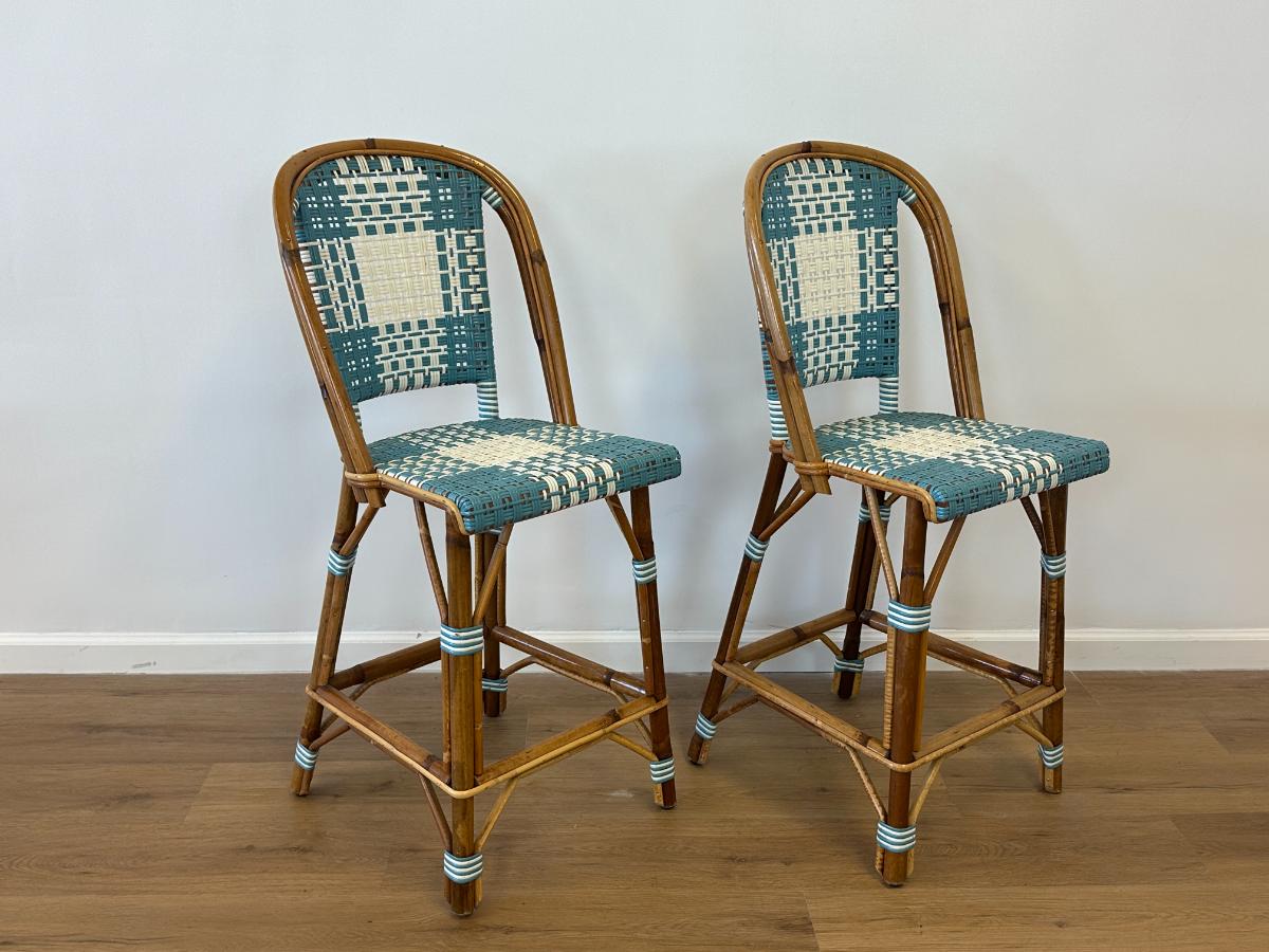 Vintage Maison Louis Drucker Marly Bar Stools, Pair