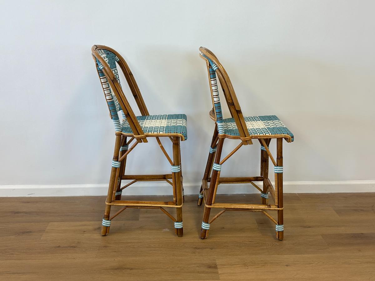Vintage Maison Louis Drucker Marly Bar Stools, Pair