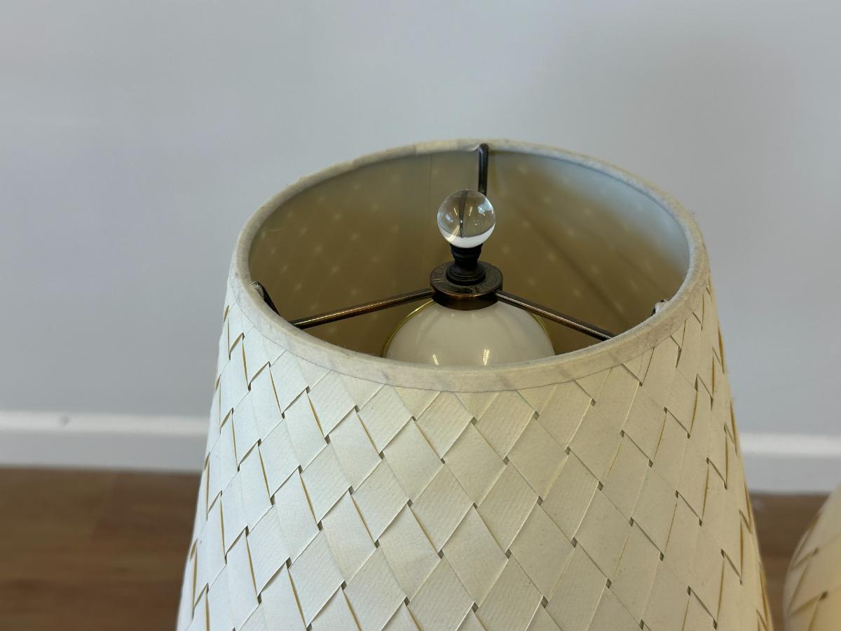 Visual Comfort Strie Buffet Lamps with Illume NYC Custom Shades, Pair