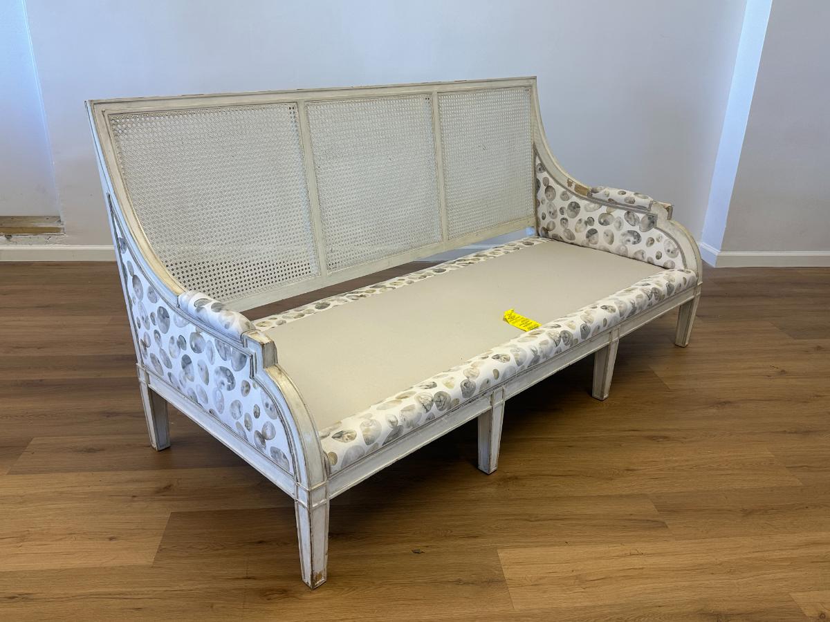 Custom Upholstered Cane Back Sofa, 2 of 2