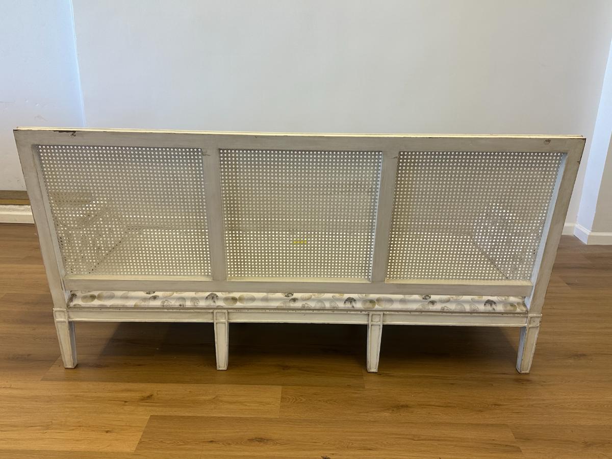 Custom Upholstered Cane Back Sofa, 2 of 2