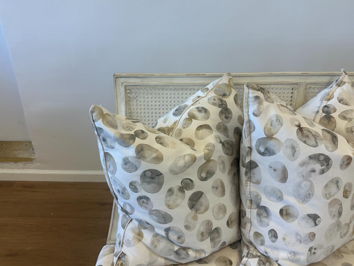 Custom Upholstered Cane Back Sofa, 2 of 2