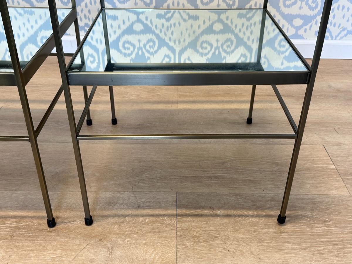 Pottery Barn Leona Brass & Glass End Tables, Pair