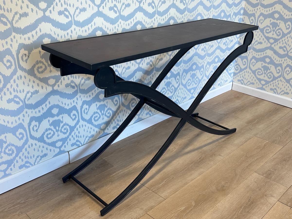 Metal and Wood Console Table