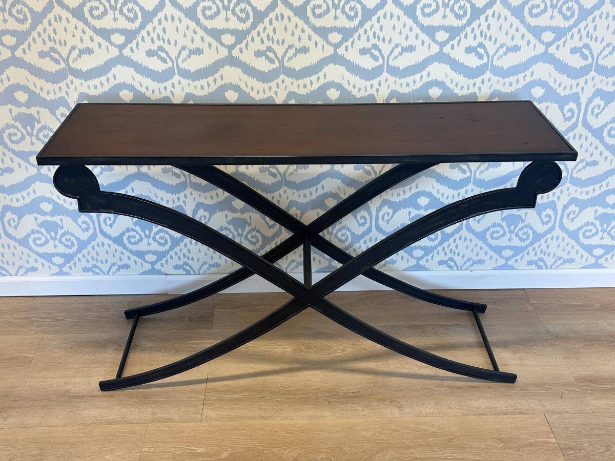 Metal and Wood Console Table