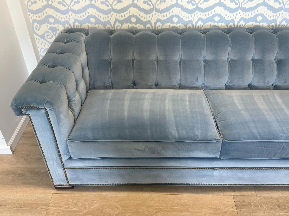 Wesley Hall McGee Sofa in Kravet Chessford Velvet, Wedgwood (1 of 2)
