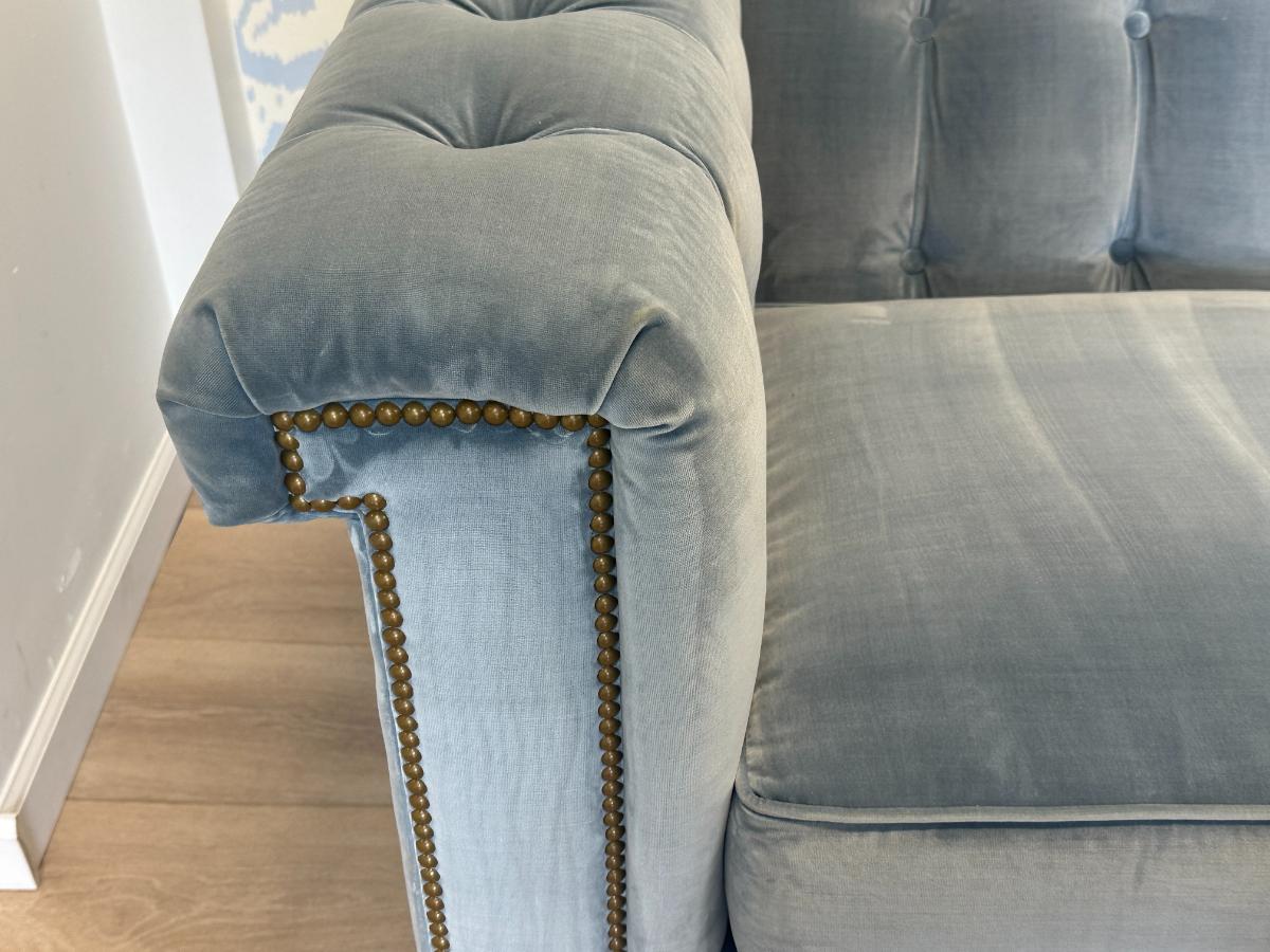 Wesley Hall McGee Sofa in Kravet Chessford Velvet, Wedgwood (1 of 2)