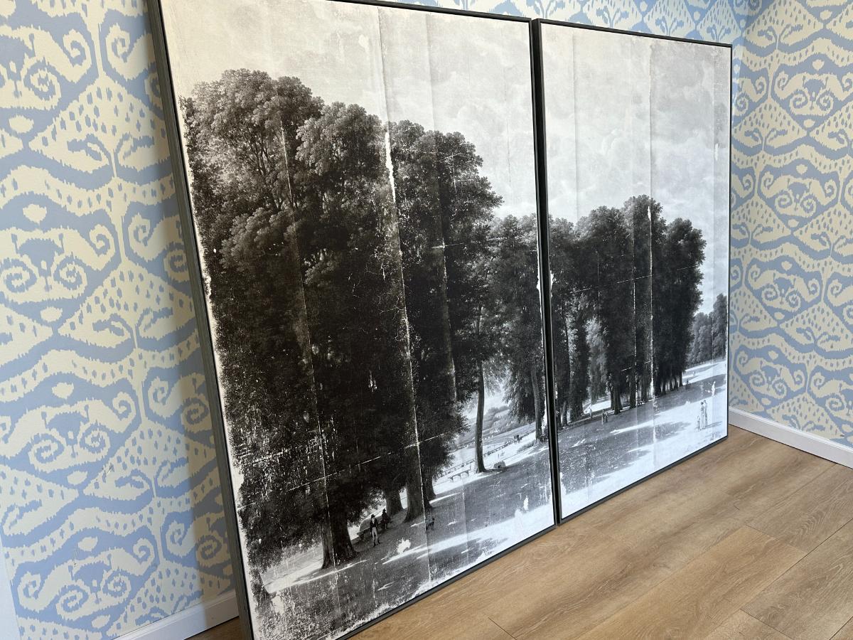 Grisaille Landscape Diptych from Celadon Art