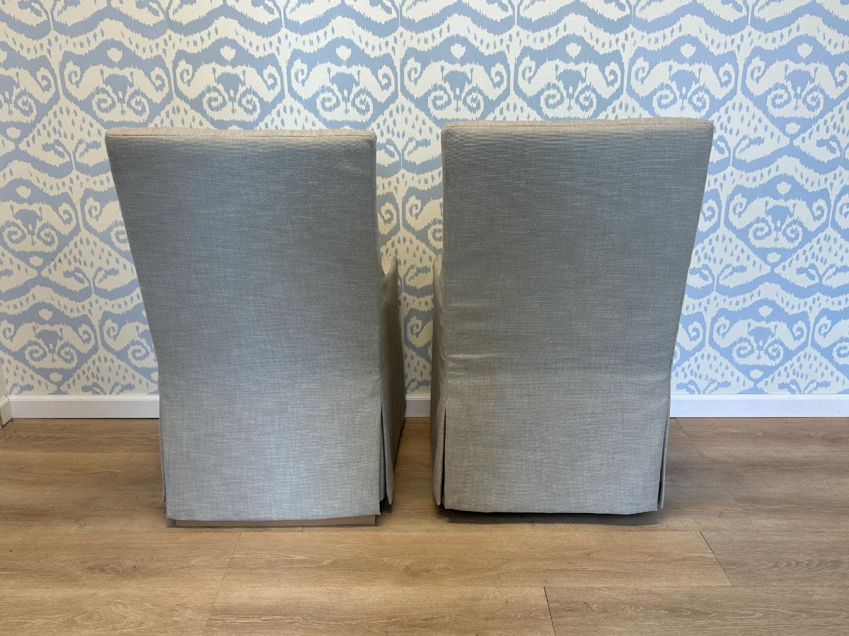 Restoration Hardware Slipcover Armchairs on Casters, Pair