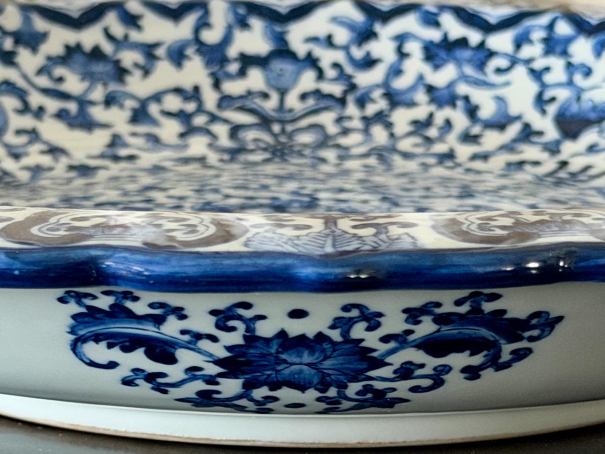 Blue & White Porcelain Scalloped Platter
