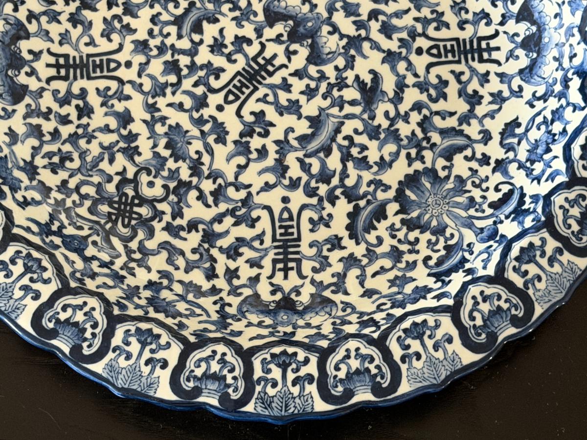 Blue & White Porcelain Scalloped Platter