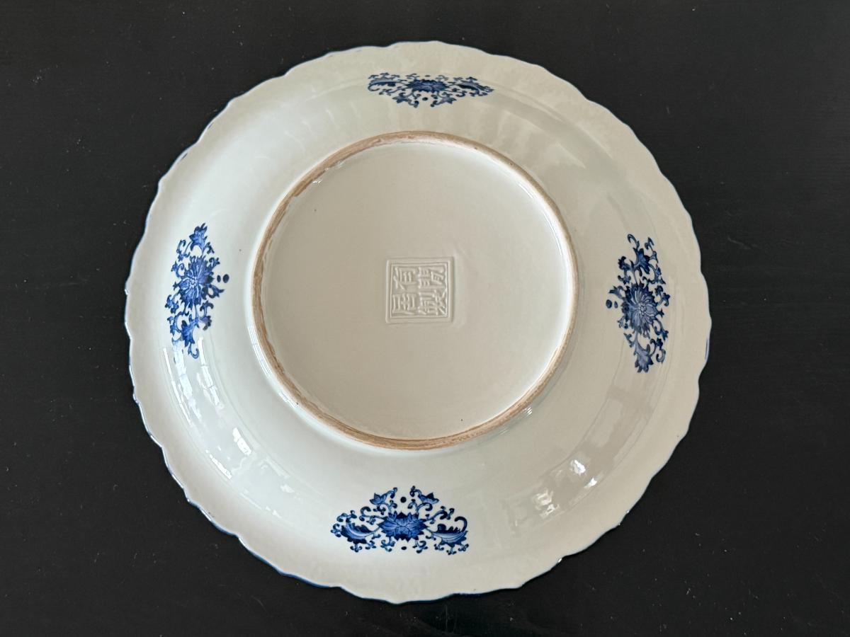Blue & White Porcelain Scalloped Platter