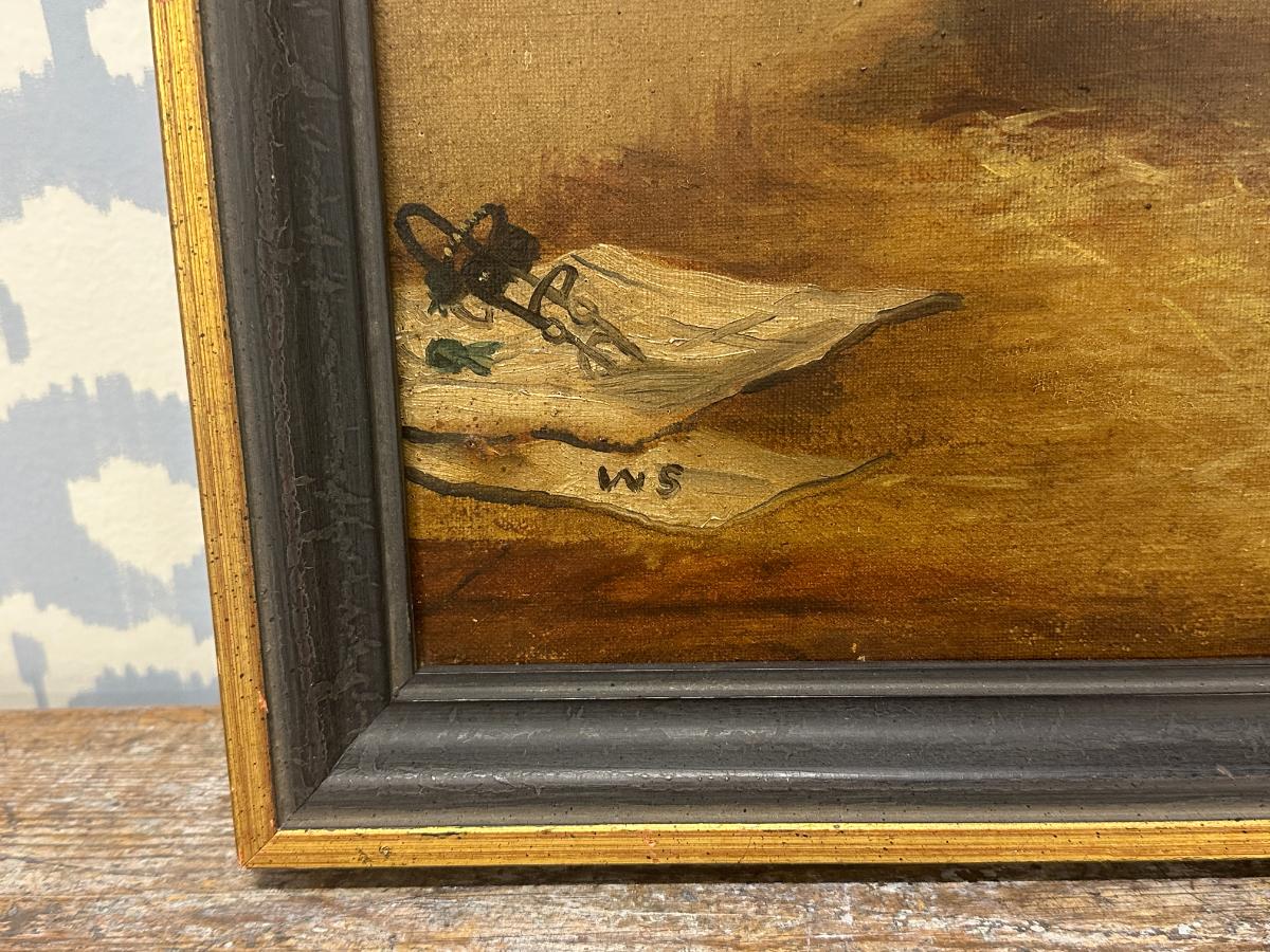 Portrait of a Horse in Stable, Oil on Canvas, Signed Lower Right