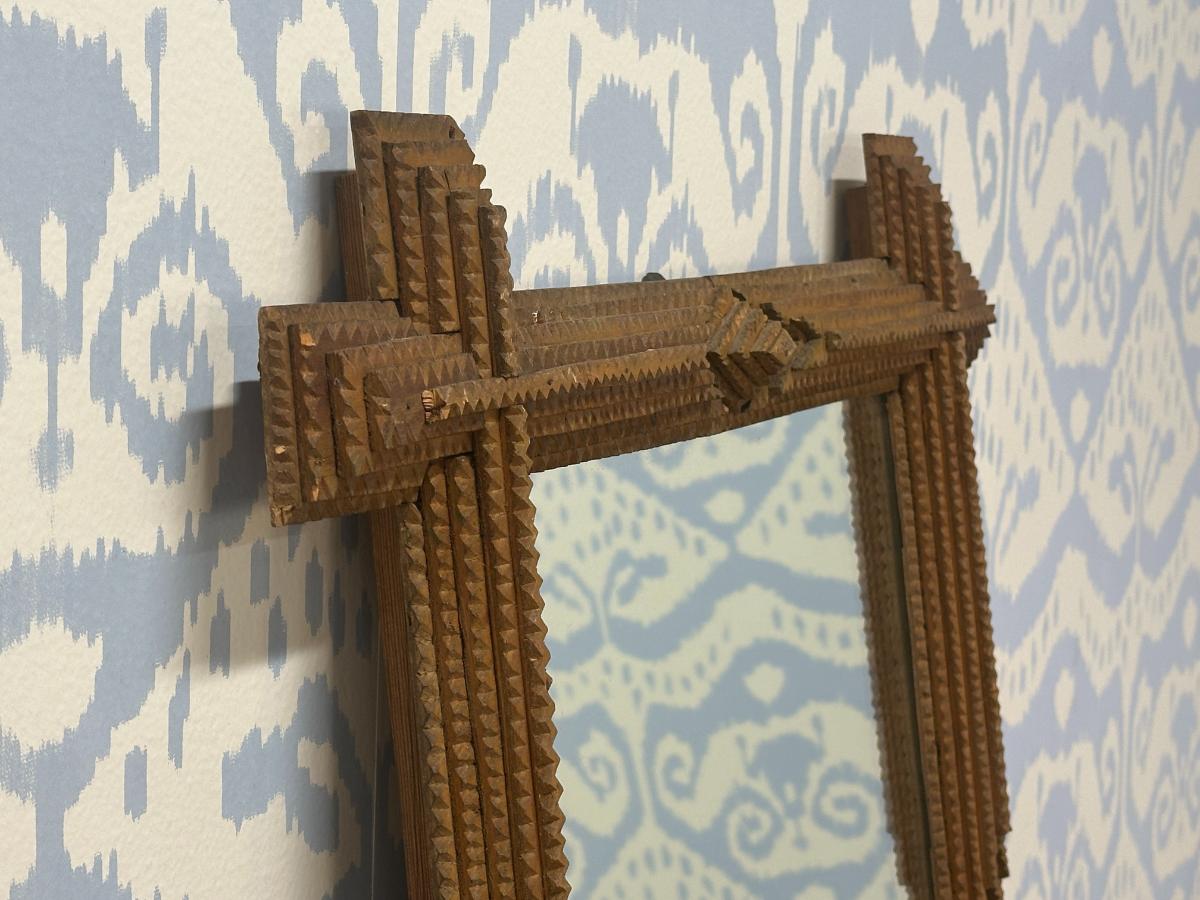 Light Brown Tramp Art Mirror