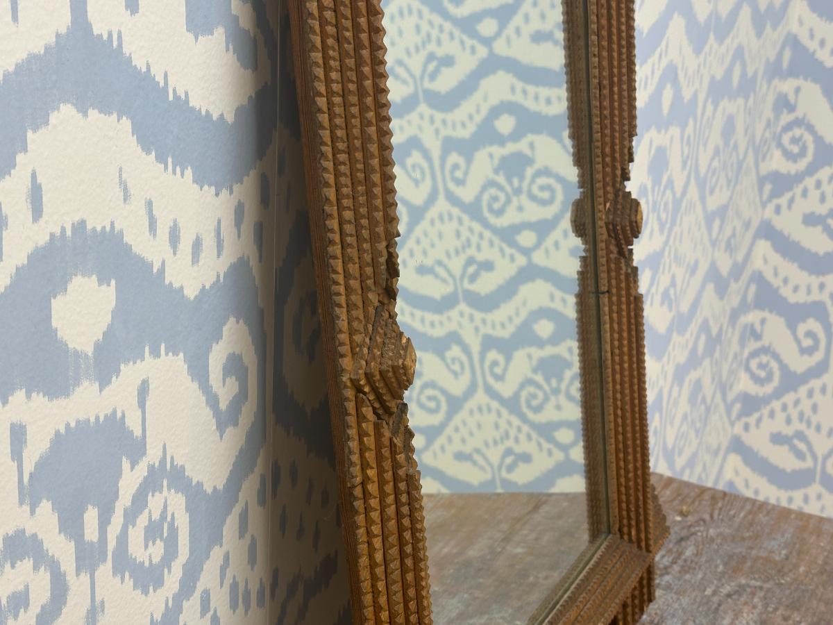 Light Brown Tramp Art Mirror