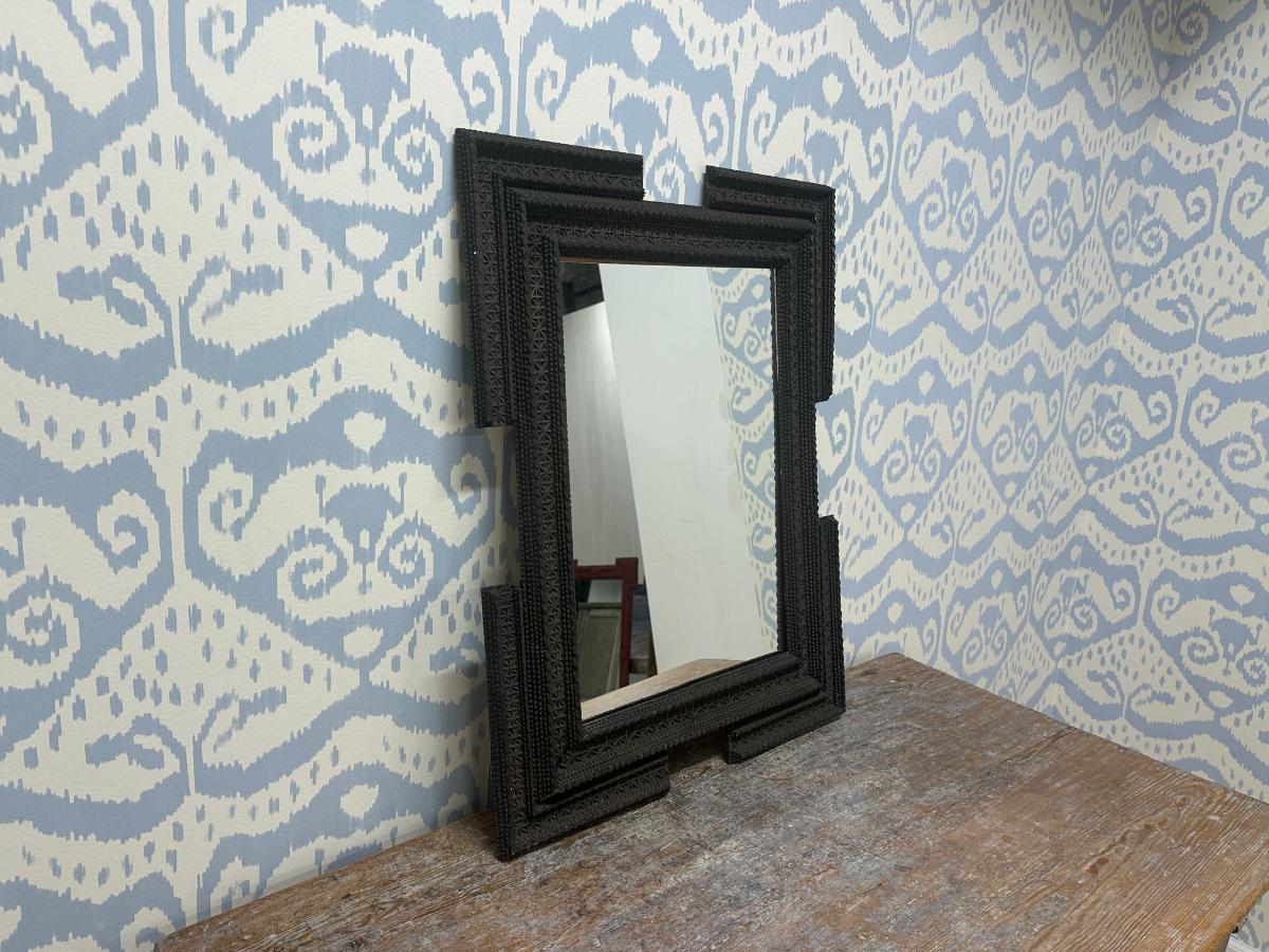 Black Tramp Art Mirror