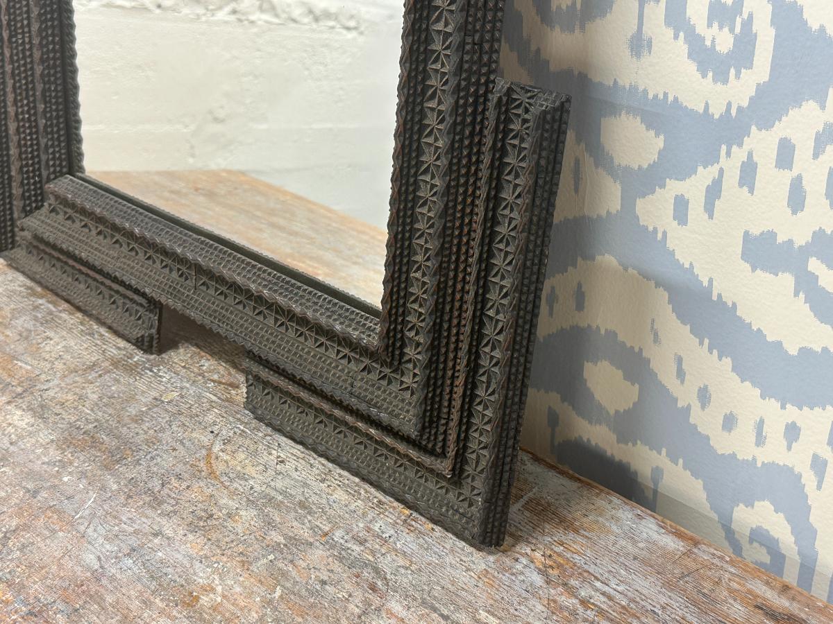 Black Tramp Art Mirror