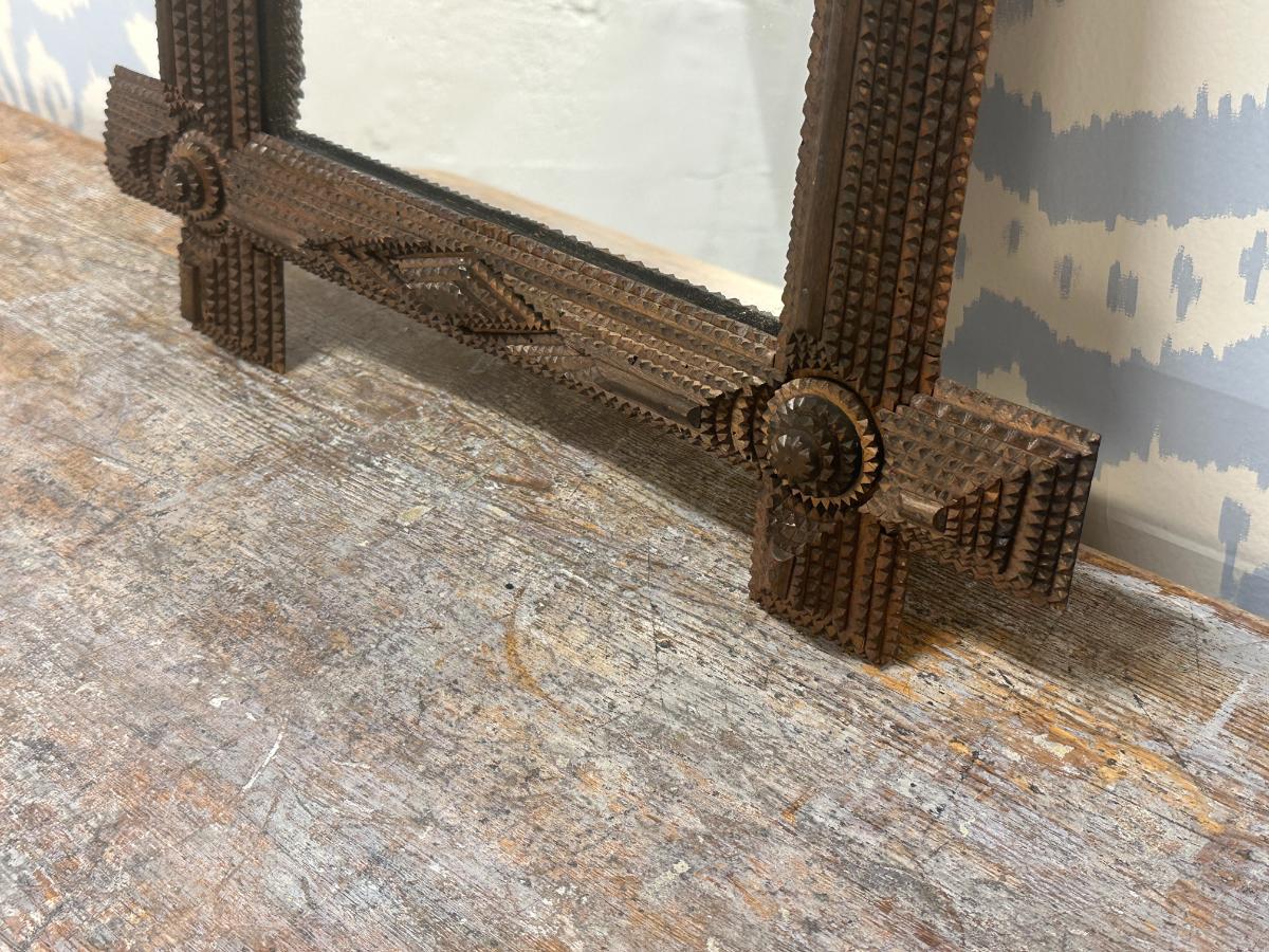 Brown Tramp Art Mirror