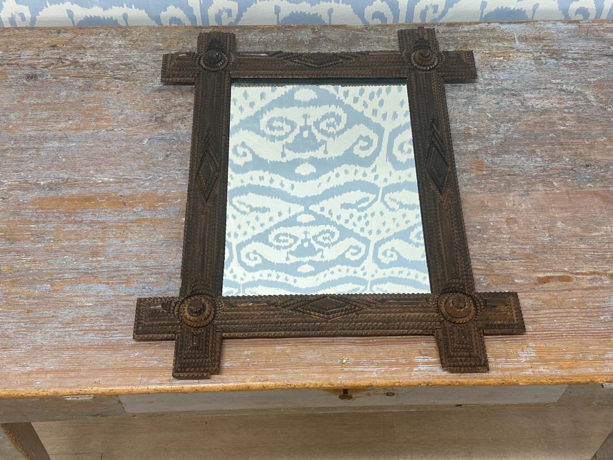 Brown Tramp Art Mirror