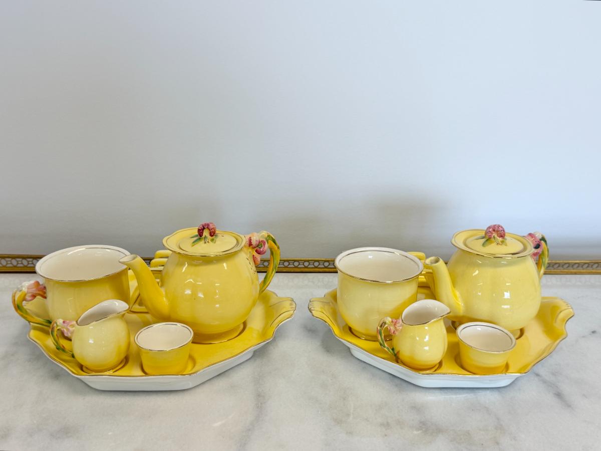 Vintage Royal Winton Tiger Lily Breakfast Tea Set, Incl. Berry Bowls, Tea Cups & Saucers