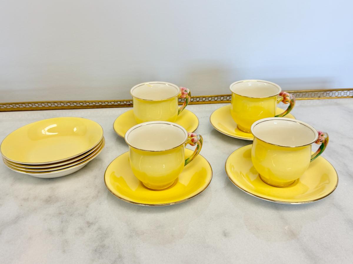 Vintage Royal Winton Tiger Lily Breakfast Tea Set, Incl. Berry Bowls, Tea Cups & Saucers