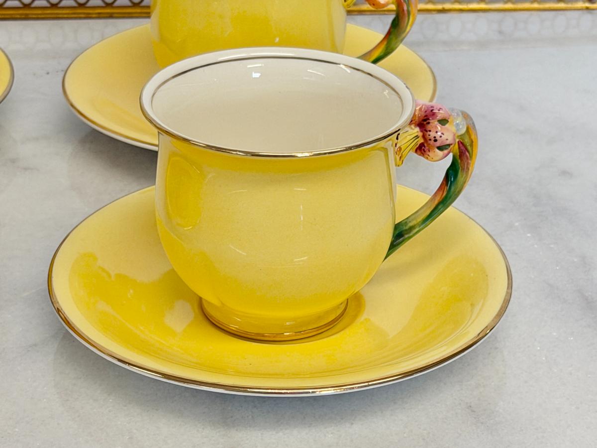 Vintage Royal Winton Tiger Lily Breakfast Tea Set, Incl. Berry Bowls, Tea Cups & Saucers