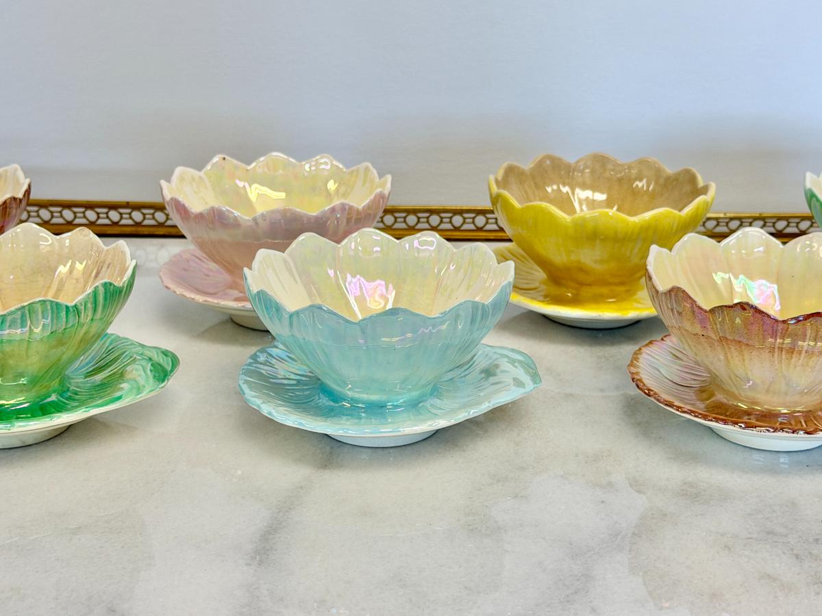 Vintage Royal Winton Grimwades Lustre Lotus Dessert Dishes, Set of 8