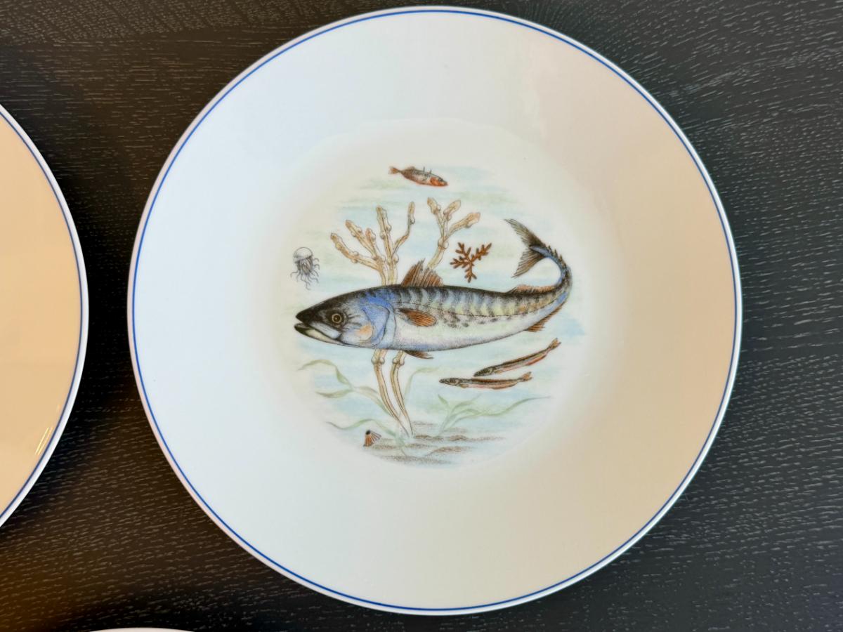 Vintage Saks Fifth Avenue Fish Plates, Set of Five