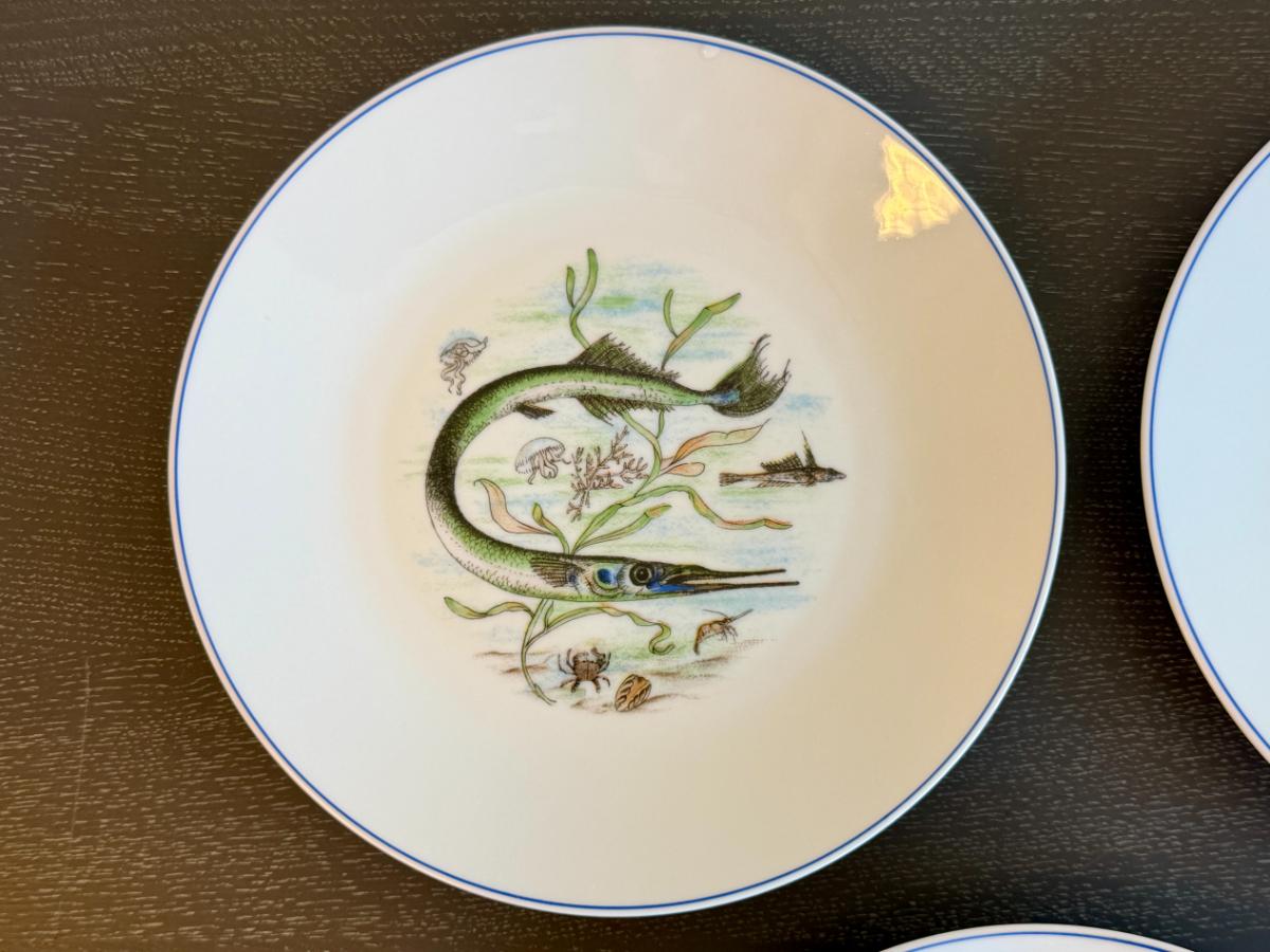 Vintage Saks Fifth Avenue Fish Plates, Set of Five