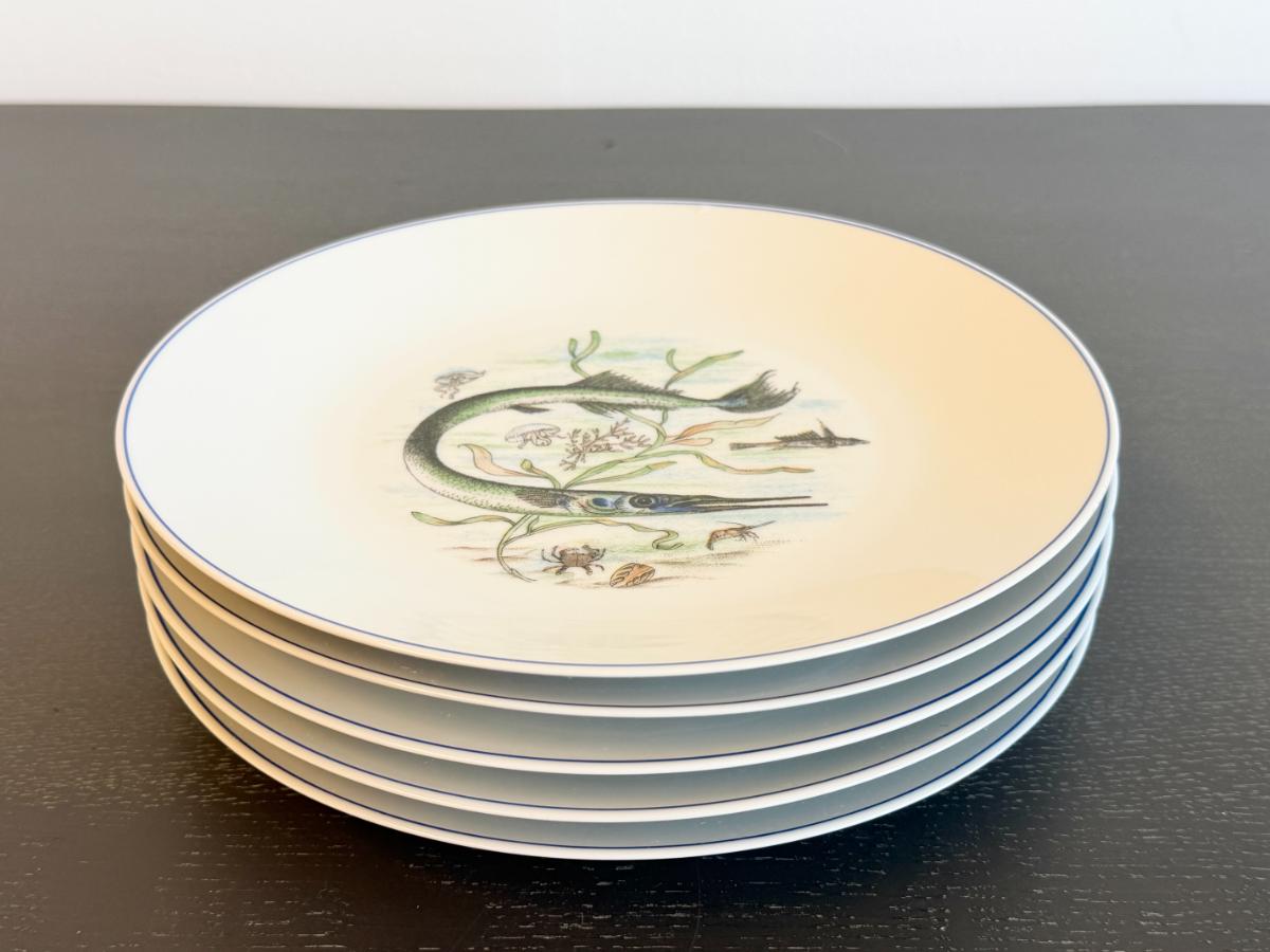 Vintage Saks Fifth Avenue Fish Plates, Set of Five