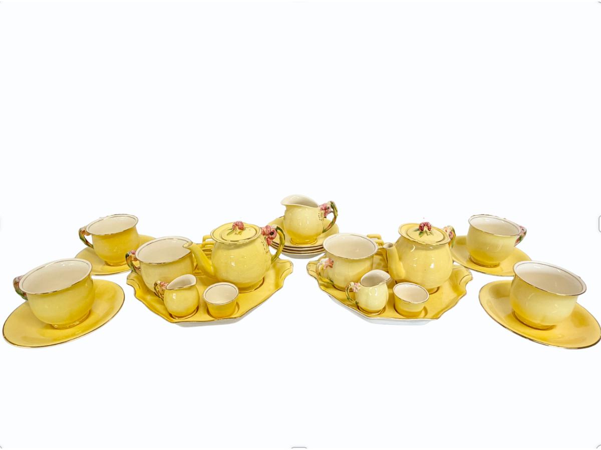 Vintage Royal Winton Tiger Lily Breakfast Tea Set, Incl. Berry Bowls, Tea Cups & Saucers
