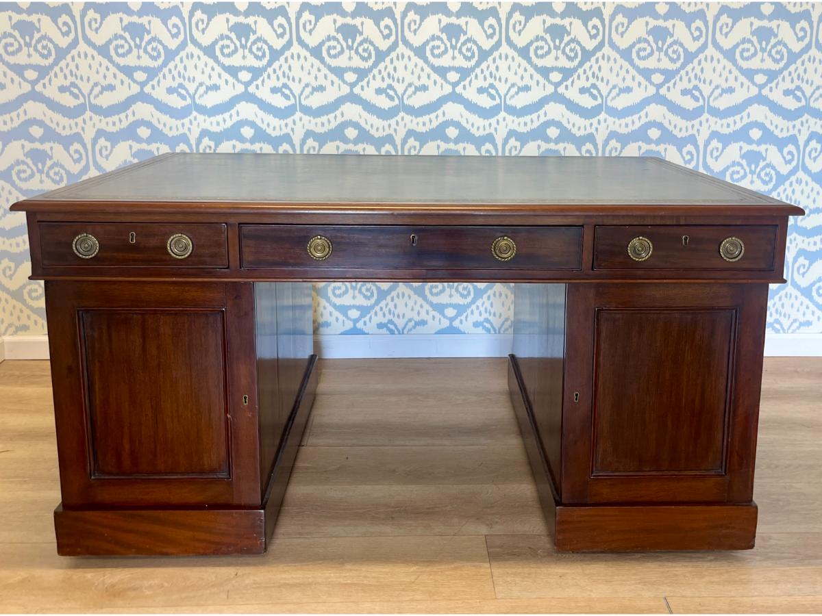 19th Century English Mahogany Partner's Desk