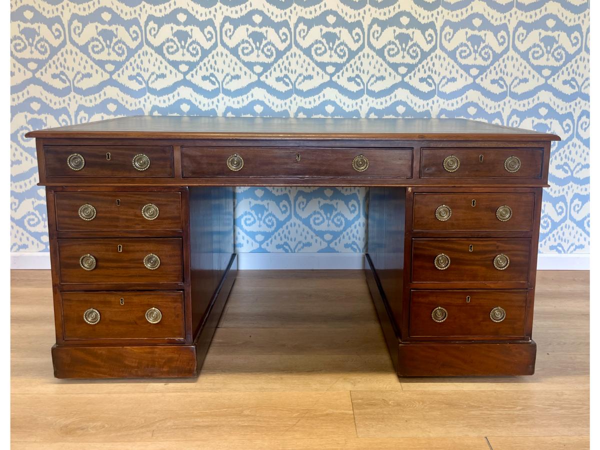 19th Century English Mahogany Partner's Desk