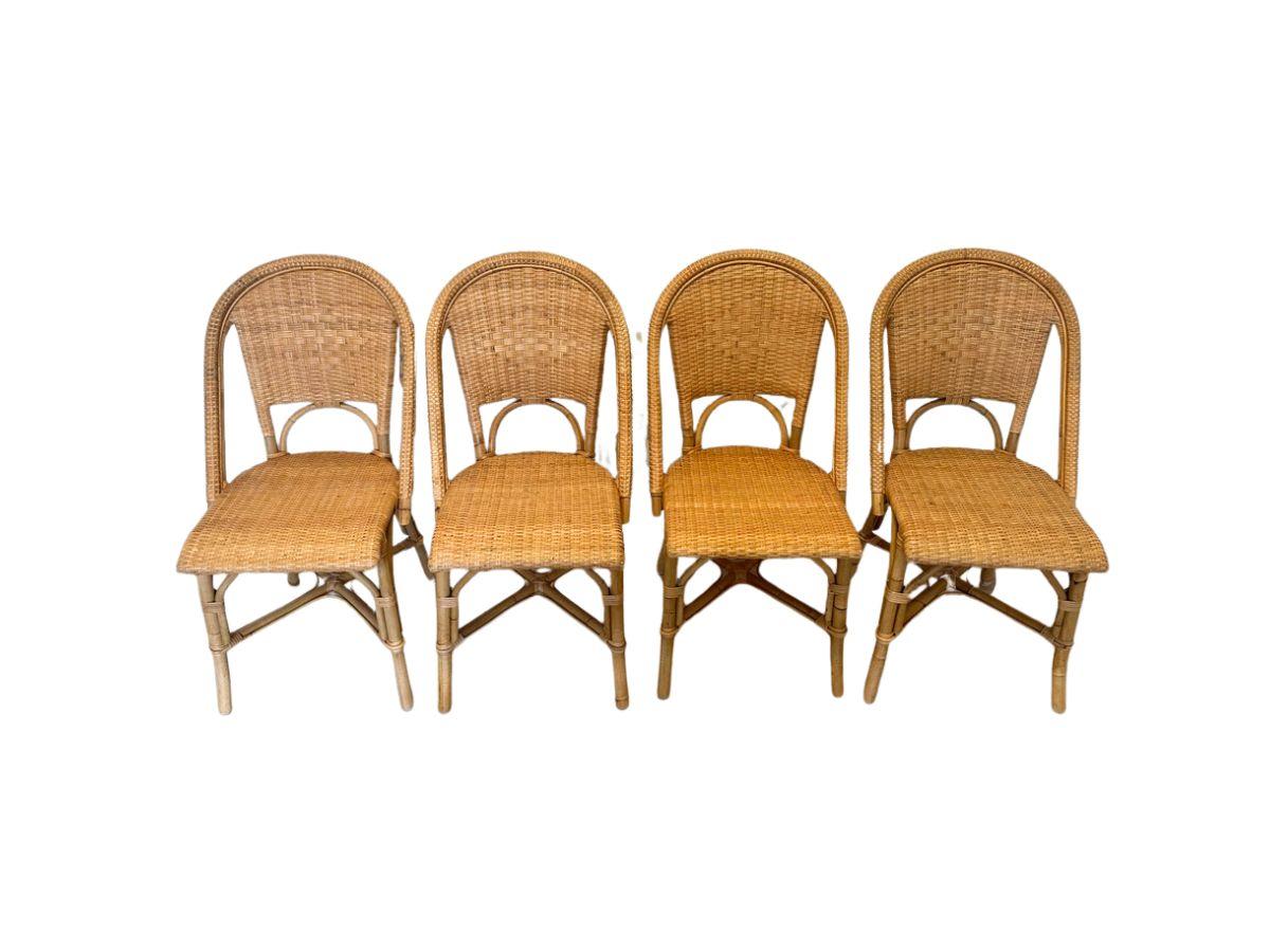 Serena & Lily Sunwashed Riviera Rattan Dining Chairs, Set of 4