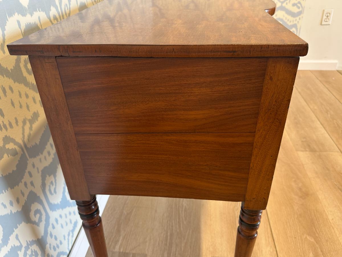 Antique Kneehole Desk with Pretty Inlay
