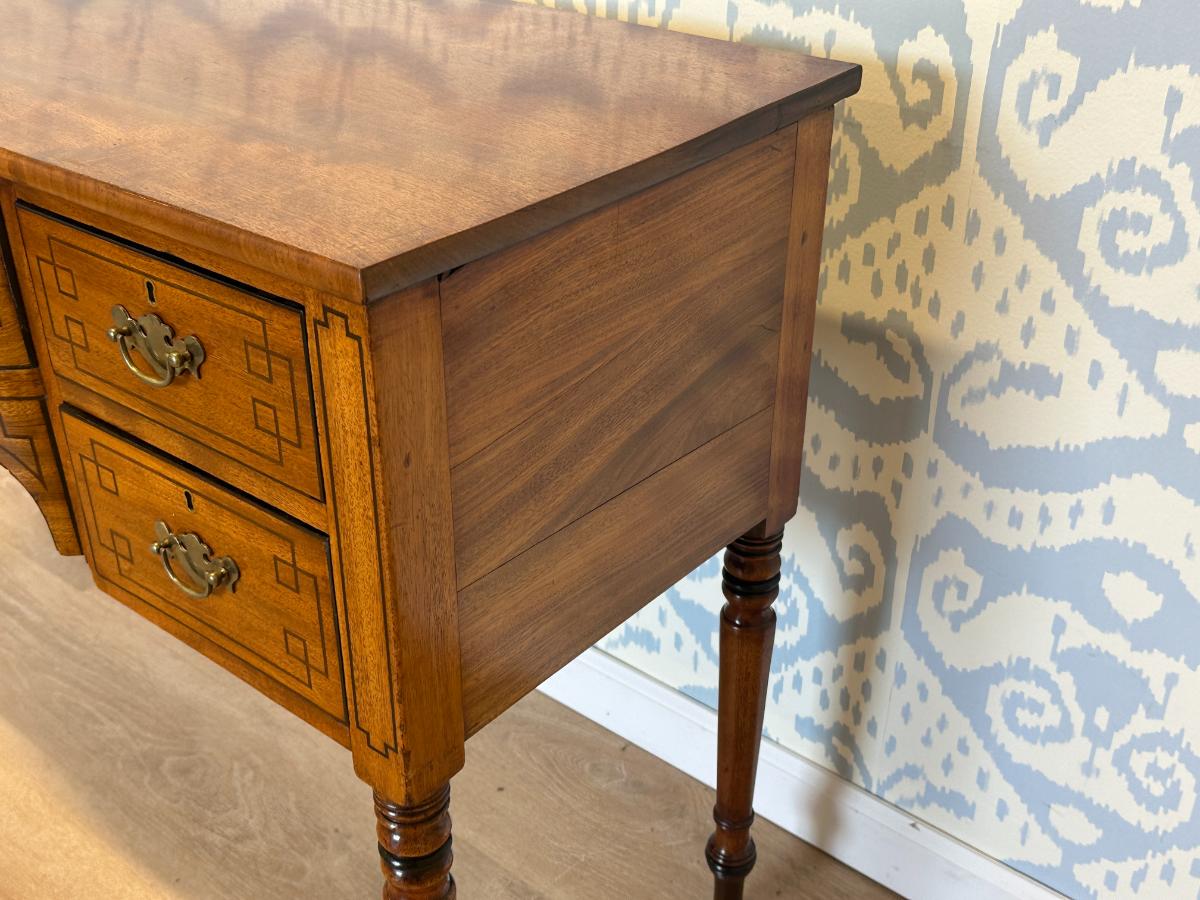 Antique Kneehole Desk with Pretty Inlay
